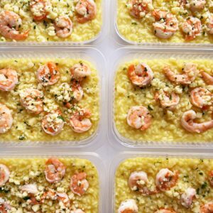 ESGOTA RÁPIDO! Risoto de limão siciliano com camarões – prato sem glúten (350g)