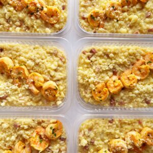 Risoto carbonara com camarão e bacon – prato sem glúten (350g)