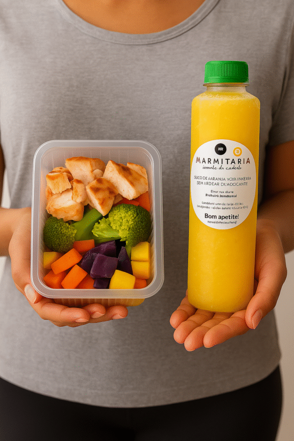 COMBO! Pocket de salmão com legumes (200g) + suco de laranja 100% integral (300ml)