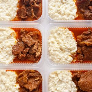 Filé especial na pressão (150g), arroz à piamontese (200g) – prato sem glúten