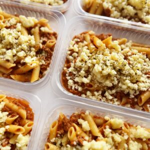 Massa à bolonhesa bem queijuda – prato sem glúten (350g)