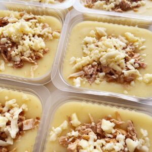 Sopa creme de batata, sobrecoxa em lascas e queijo minas – sem glúten (aprox. 400ml)