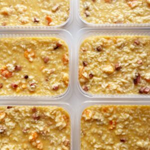 ESGOTA MUITO RÁPIDO! Risoto carbonara com camarão e bacon – prato sem glúten (350g)