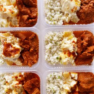 Filé especial na pressão (140g), batata gratinada (130g), arroz com brócolis (80g) – prato sem glúten