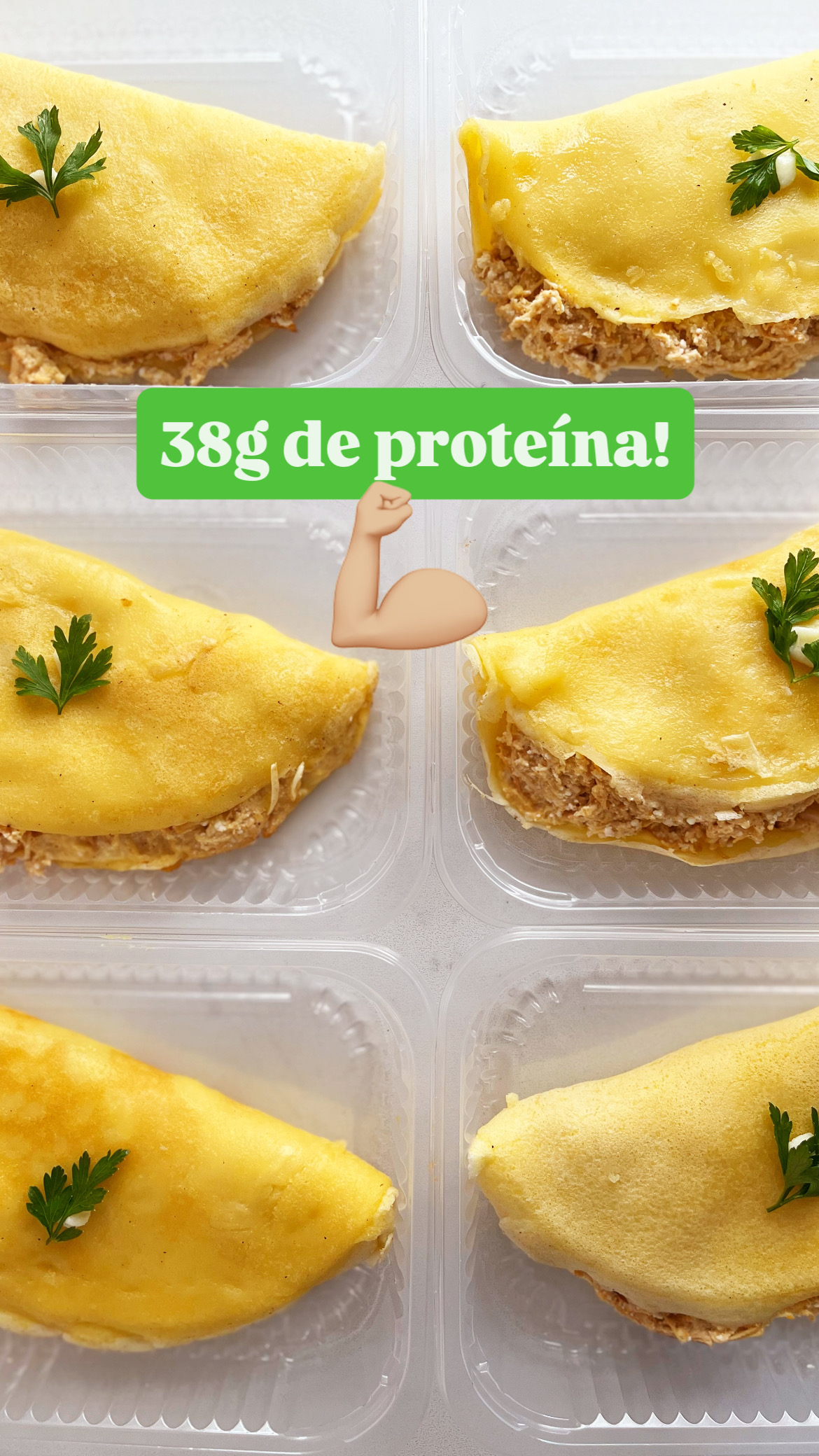 Crepioca SUPER PROTEICA de frango com ricota (aprox. 38g de proteína!) - prato sem glúten, 200g