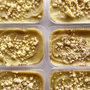 Escondidinho de frango (130g), purê de batata doce e queijo minas (220g) – prato sem glúten