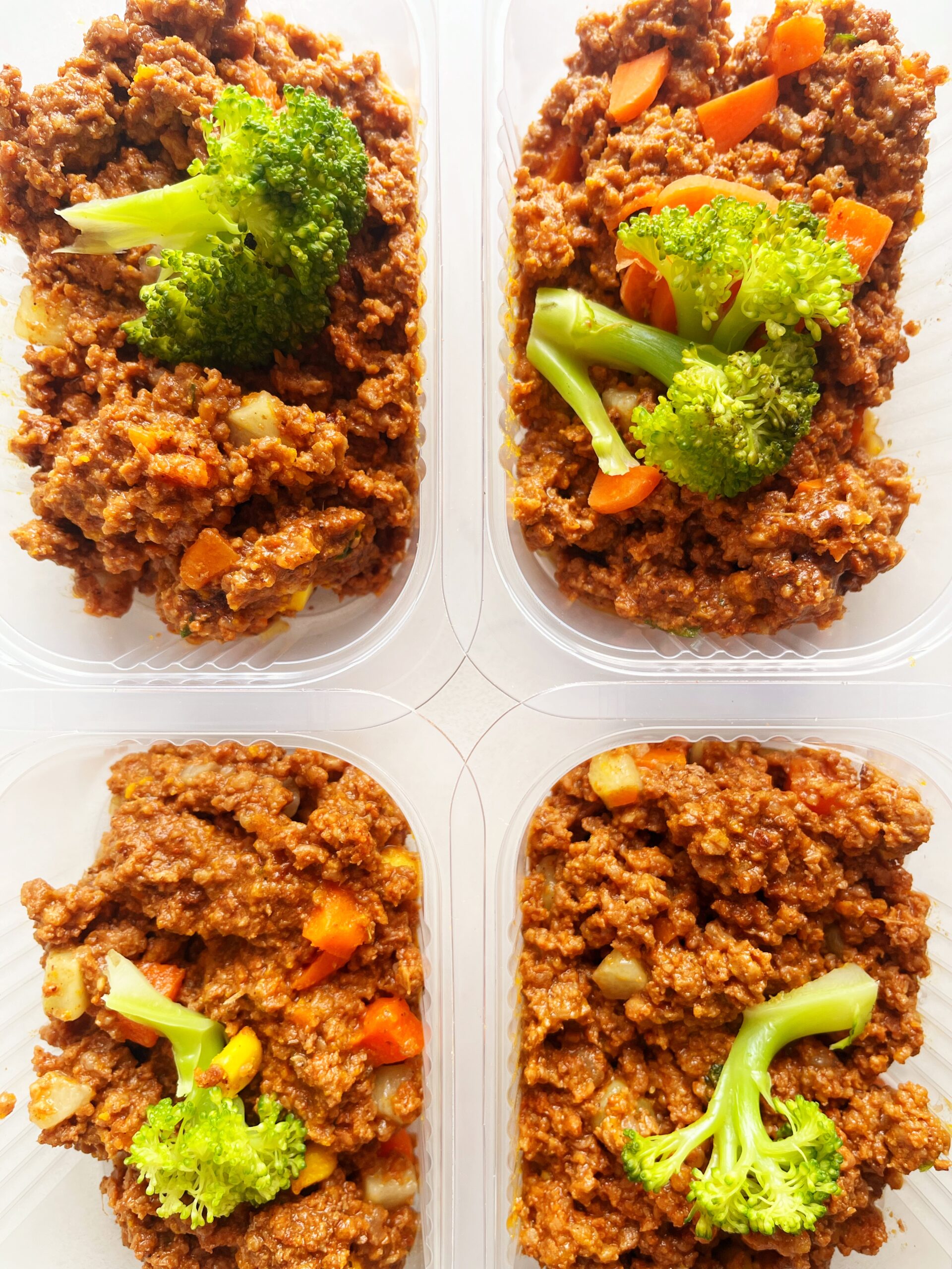 Porção: carne moída com jardineira de legumes - 150g